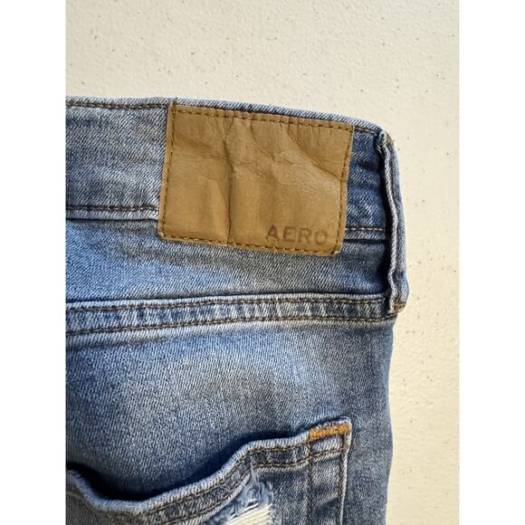 Aeropostale Athletic Skinny Jeans Mens Size 28x32 Blue Distressed - Picture 2 of 4